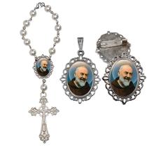 Terço de Carro Padre Pio com Broche e Relicario Lembrancinha Religiosa Terços Qualidade Catolico Terço de Carro Padre Pio com Broche e Relicario Lembrancinha Religiosa Terços Qualidade Catolico