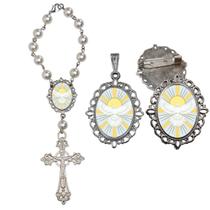 Terço de Carro Pomba Divino Espirito com Broche e Relicario Lembrancinha Religiosa Terços Qualidade Catolico Terço de Carro Pomba Divino Espirito com Broche e Relicario Lembrancinha Religiosa Terços Qualidade Catolico