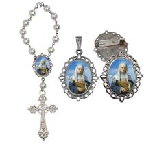 Terço de Carro Santa Catarina de Sena com Broche e Relicario Lembrancinha Religiosa Terços Qualidade Catolico Terço de Carro Santa Catarina de Sena com Broche e Relicario Lembrancinha Religiosa Terços Qualidade Catolico