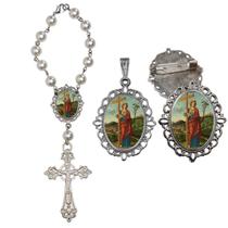 Terço de Carro Santa Helena com Broche e Relicario Lembrancinha Religiosa Terços Qualidade Catolico Terço de Carro Santa Helena com Broche e Relicario Lembrancinha Religiosa Terços Qualidade Catolico