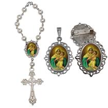 Terço de Carro Santa Mãe Rainha com Broche e Relicario Lembrancinha Religiosa Terços Qualidade Catolico Terço de Carro Santa Mãe Rainha com Broche e Relicario Lembrancinha Religiosa Terços Qualidade Catolico