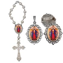Terço de Carro Santas Chagas de Jesus com Broche e Relicario Lembrancinha Religiosa Terços Qualidade Catolico Terço de Carro Santas Chagas de Jesus com Broche e Relicario Lembrancinha Religiosa Terços Qualidade Catolico
