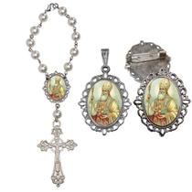 Terço de Carro Santo Agostinho com Broche e Relicario Lembrancinha Religiosa Terços Qualidade Catolico