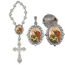 Terço de Carro São Luiz Martins Santa Zelia com Broche e Relicario Lembrancinha Religiosa Terços Qualidade Catolico Terço de Carro São Luiz Martins Santa Zelia com Broche e Relicario Lembrancinha Religiosa Terços Qualidade Catolico