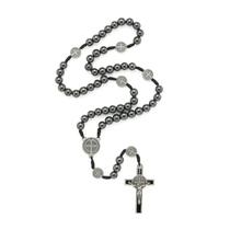 Terço De Hematita Medalha São Bento No Cordão Terço De Hematita Medalha São Bento No Cordão