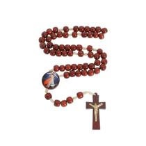 Terço de Jesus Misericordioso em Madeira Pau Brasil - 8mm de Diâmetro