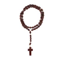 Terço de Madeira com Crucifixo 42 cm conta 8 mm Marrom Terço de Madeira com Crucifixo 42 cm conta 8 mm Marrom
