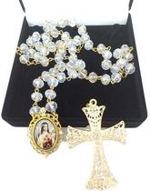 Terço De Noiva Banhado a Ouro Cristal Boreal Santa Terezinha Terço De Noiva Banhado a Ouro Cristal Boreal Santa Terezinha