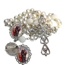 Terço de Noiva de Luxo Arabesco com Broche de Lapela São Vicente de Paula Qualidade Resinado Alto Padrão Premium Casame Terço de Noiva de Luxo Arabesco com Broche de Lapela São Vicente de Paula Qualidade Resinado Alto Padrão Premium Casame