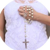 Terço de noiva de porcelana Tcheca creme de 12mm - Níquel free importado antialérgico (Rosário de noiva) Terço de noiva de porcelana Tcheca creme de 12mm - Níquel free importado antialérgico (Rosário de noiva)