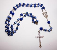 Terço de Nossa Senhora Aparecida Pérola Azul 4mm