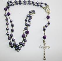 Terço de Nossa Senhora Aparecida Pérola Roxo 4mm