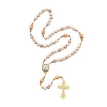 Terço de Nossa Senhora de Fátima Madeira com Detalhes Rosa 8mm - Aramon Terço de Nossa Senhora de Fátima Madeira com Detalhes Rosa 8mm - Aramon