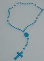 Terço de Nylon e Plástico Cor Azul Bebê - c/12 unidades