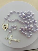 terço de perola Lilas 8mm /43cm comprimento