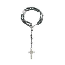 Terço de Pulso com Medalha de São Bento e Contas em Hematita - Acessório Religioso Terço de Pulso com Medalha de São Bento e Contas em Hematita - Acessório Religioso