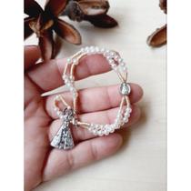 Terço de Pulso Pérolas Abs 4mm Nossa Senhora Aparecida Terço de Pulso Pérolas Abs 4mm Nossa Senhora Aparecida