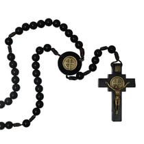 Terço de São Bento em Madeira Preto 10mm Terço de São Bento em Madeira Preto 10mm