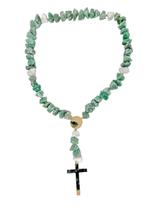 Terço Decorativo Parede Pedras Naturais Quartzo Verde 100cm Terço Decorativo Parede Pedras Naturais Quartzo Verde 100cm