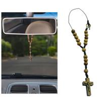 Terço Dezena Retrovisor Carro Tradicional Madeira Terço Dezena Retrovisor Carro Tradicional Madeira