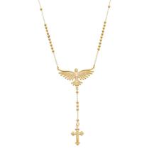 Terço Divino Espírito Santo para Pescoço com Strass Folheado Dourado Luxo 4mm Terço Divino Espírito Santo para Pescoço com Strass Folheado Dourado Luxo 4mm