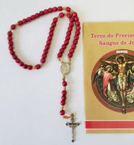 Terço em Madeira 34 cm do Preciosíssimo Sangue de Jesus - Divinas Artes