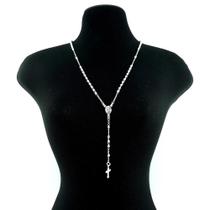 Terço Feminino 40/45cm Bolinha 2mm Folheado Prata GG156