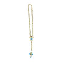 TERCO G ANJO COLORIDO AZUL COM STRASS E PEROLA CREME 34cm