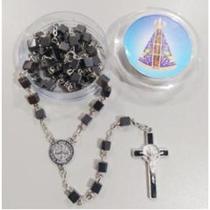 Terço Hematita contas quadradas com fecho