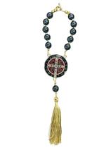 Terço Hematita Dezena Carro Retrovisor Medalha São Bento Terço Hematita Dezena Carro Retrovisor Medalha São Bento