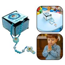 Terço Infantil Crianças Menino Anjo Da Guarda Com Caixinha Mdf