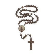 Terço Intercessor de Nossa Senhora Aparecida - Marrom - Contas de Madeira