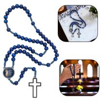 Terço Jesus Misericordioso Divina Misericórdia Azul Madeira 8 mm - Canção nova