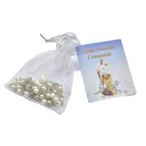 Terço Lembrança Primeira Eucaristia Comunhão Pérola 6 mm Terço Lembrança Primeira Eucaristia Comunhão Pérola 6 mm