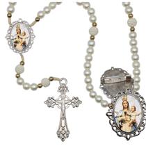 Terço Luxo com Broche Nossa Senhora da Esperança Especial Resinado Orações Casamento Noiva e Noivo