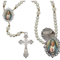 Terço Luxo com Broche Nossa senhora das Dores Especial Resinado Orações Casamento Noiva e Noivo