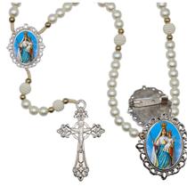 Terço Luxo com Broche Nossa senhora do Livramento Especial Resinado Orações Casamento Noiva e Noivo