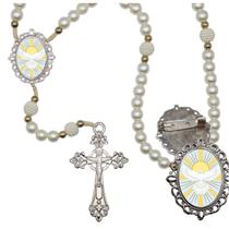 Terço Luxo com Broche Pomba Divino Espirito Especial Resinado Orações Casamento Noiva e Noivo Terço Luxo com Broche Pomba Divino Espirito Especial Resinado Orações Casamento Noiva e Noivo