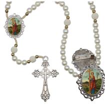 Terço Luxo com Broche Santa Helena Especial Resinado Orações Casamento Noiva e Noivo