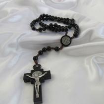 Terço Madeira Preta 10mm Medalha São Bento Terço Madeira Preta 10mm Medalha São Bento