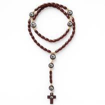 Terço Madeira São Miguel Arcanjo Conta 8Mm 45 Cm Marrom