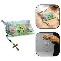 Terço Mãe Rainha Floral Na Bolsinha Com Ziper Terço Mãe Rainha Floral Na Bolsinha Com Ziper