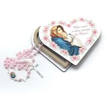 Terço Maria Mãe De Deus Pérola Rosa Caixinha Coração - FORNECEDOR 2