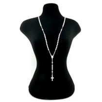 Terço Masculino 70cm 3,5mm Largura Folheado Prata GG100