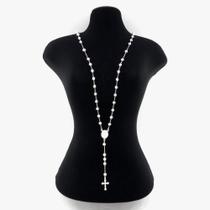 Terço Masculino 70cm 5mm Largura Folheado Prata Gg210