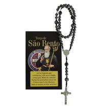 Terço Medalha de São Bento Chumbo com Folheto de Oração Terço Medalha de São Bento Chumbo com Folheto de Oração