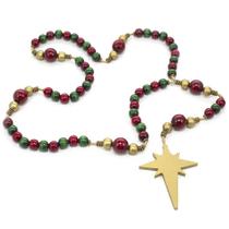 Terço Natalino Madeira Verde Vermelho 12mm Terço Natalino Madeira Verde Vermelho 12mm