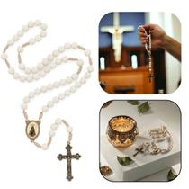 Terço no cordão Nossa Senhora Aparecida Branco Fosco