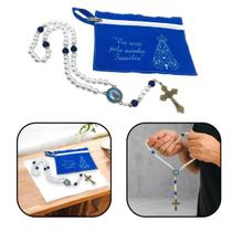 Terço Nossa Senhora Aparecida Branco Na Bolsinha Com Zíper - FORNECEDOR 2