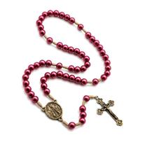 Terço Nossa Senhora Aparecida contas perola bordo 8 mm AR0091 Terço Nossa Senhora Aparecida contas perola bordo 8 mm AR0091